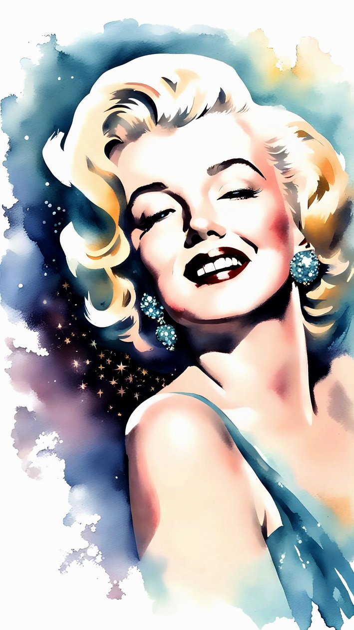Smukt Marilyn Monroe-portrætmaleri på lærred, vægdekoration til stue og atelier, print on demand af F. Abderrahim