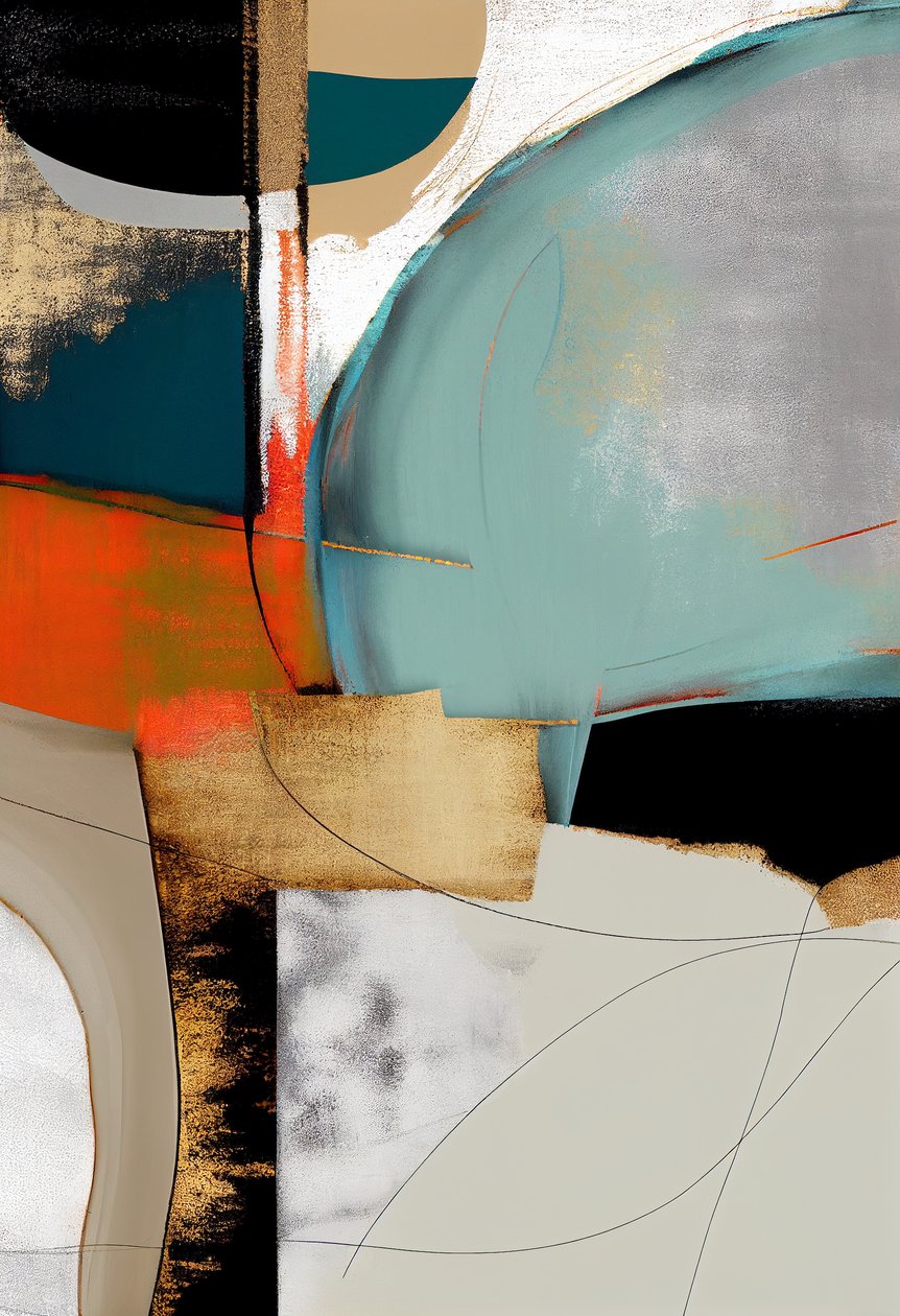 Abstrakt kunst med lagdeling, moderne vægdekoration, print on demand af F. Abderrahim