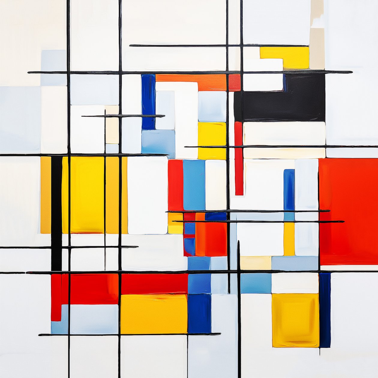 abstrakt Piet Mondrian maleri stil, stue væg dekoration idé af F. Abderrahim