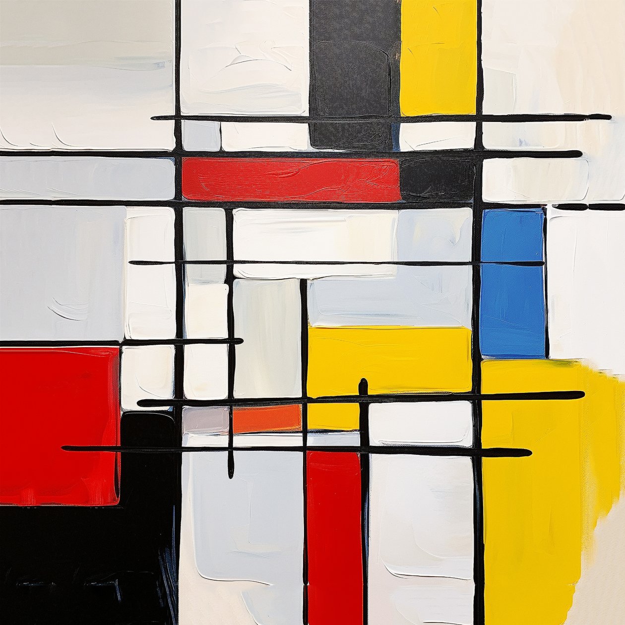 abstrakt Piet Mondrian maleri stil, stue væg dekoration idé af F. Abderrahim