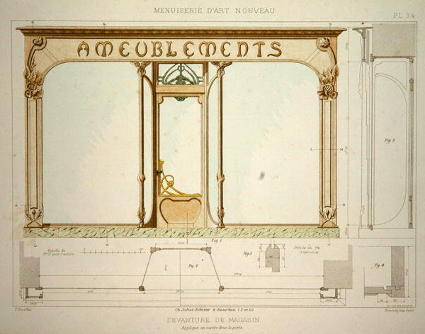 Design til en butiksfacade, illustration fra 