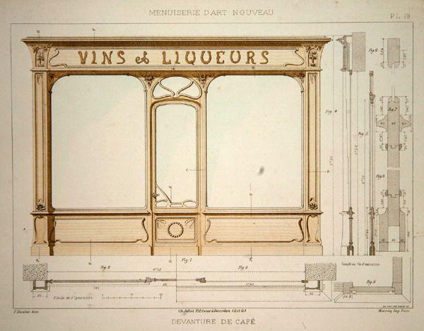 Design til en vinhandlers butiksfacade, illustration fra 
