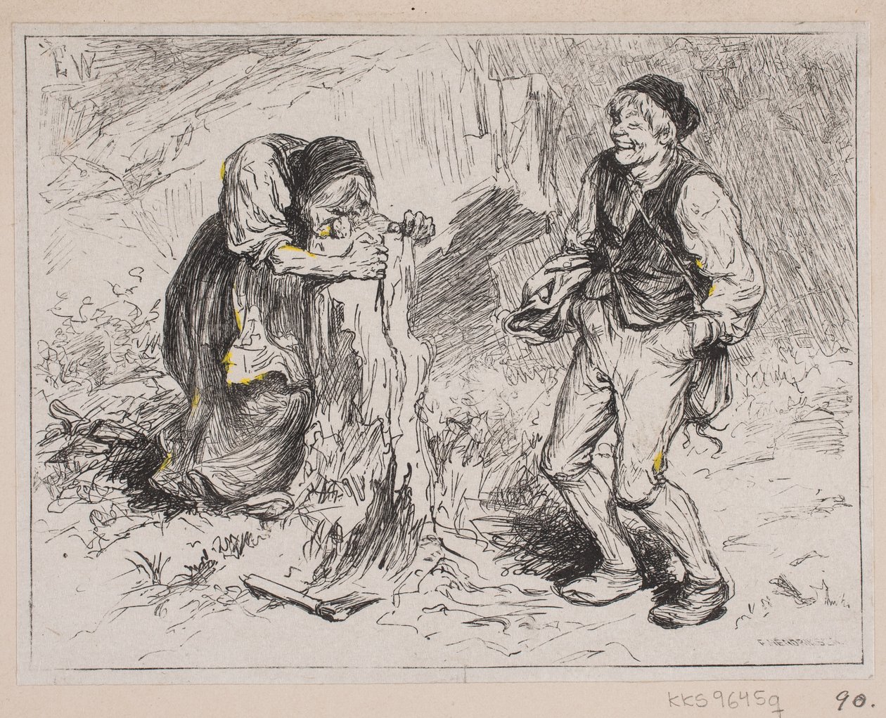 Illustration til "Gjete Kongens Harer" af F. Hendriksen
