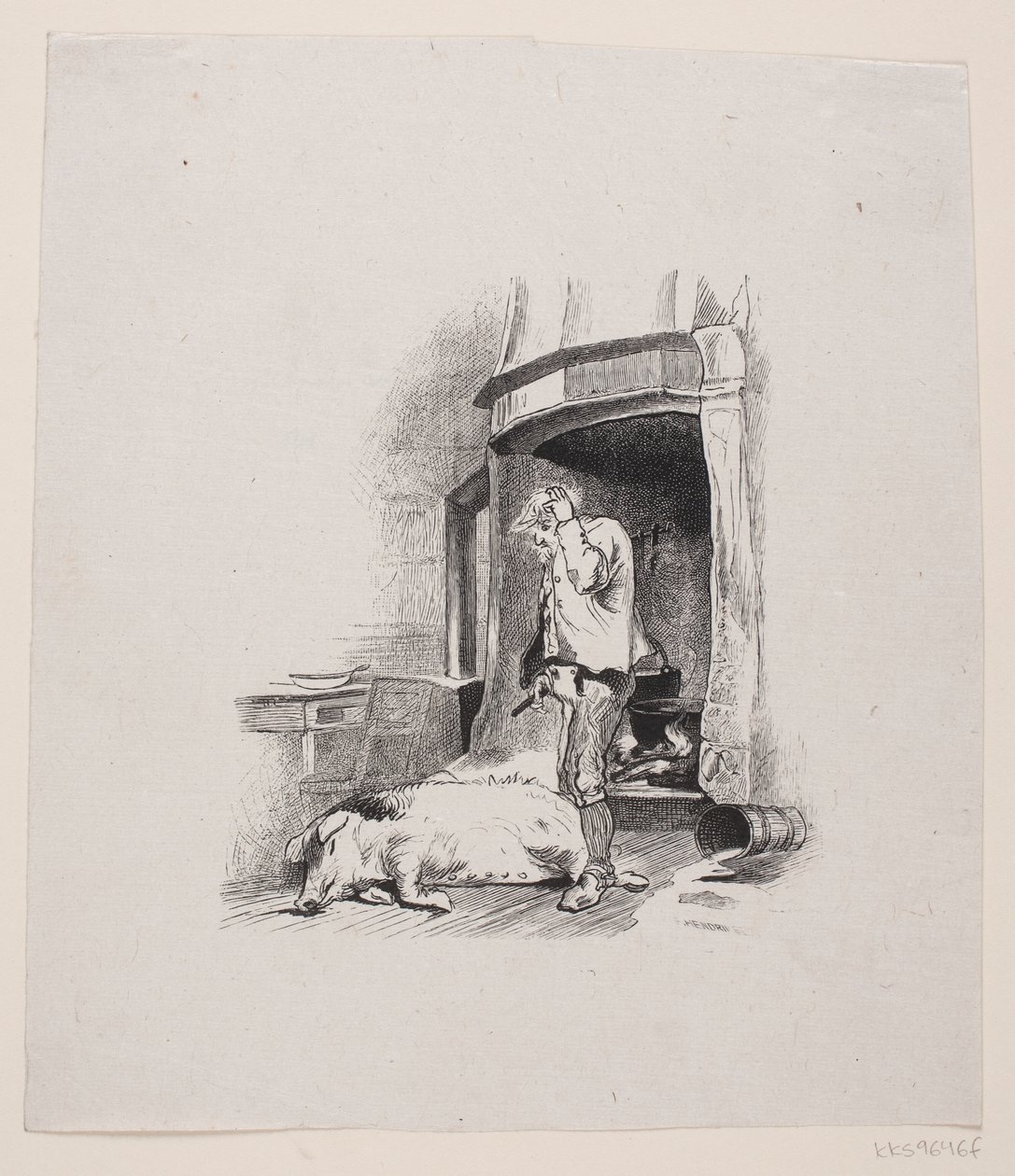 Illustration til "Manden som skulle stelle hjemme" af F. Hendriksen