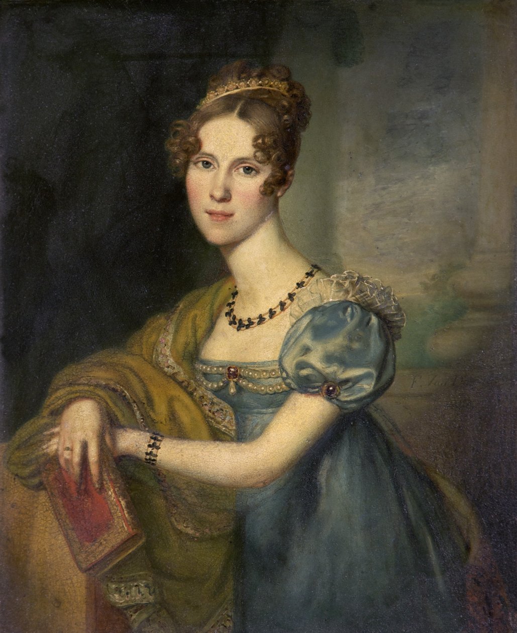 Henrietta Fane, grevinde de Salis (olie på kobber) af F. Van Donne