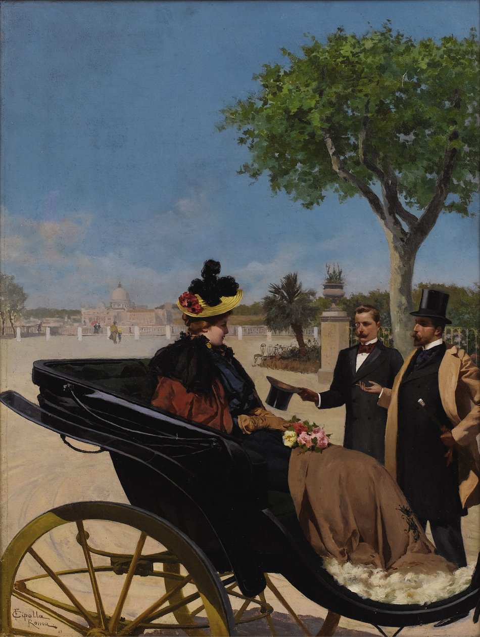 Ankomst til Villa Borghese, 1878. af Fabio Cipolla