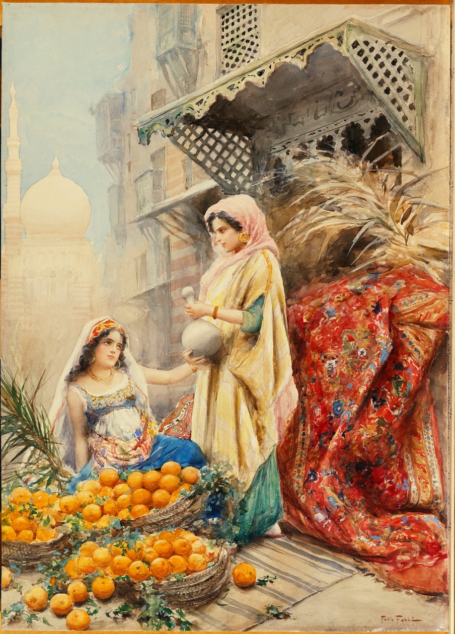 The Orange Seller (akvarel på papir) af Fabio Fabbi