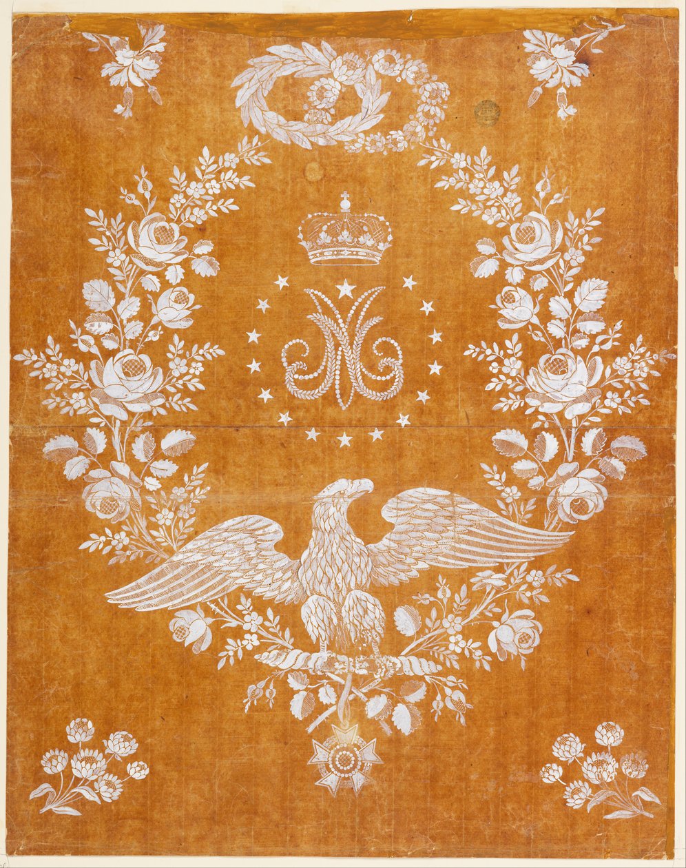 Broderidesign til minde om ægteskabet mellem Napoleon I og Marie-Louise af Fabrique St. de Ruf