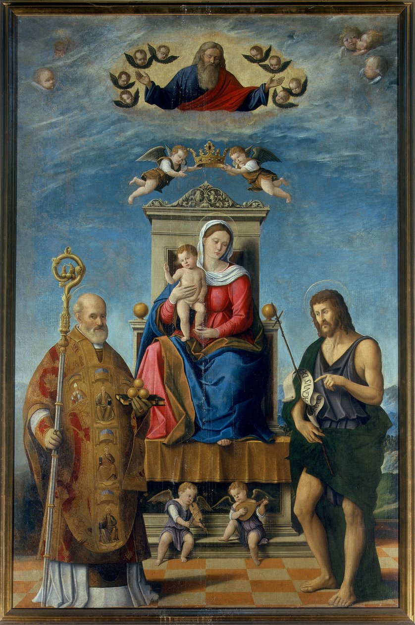 Madonna og barn med de hellige Nikolaus og Johannes Døberen af Fabrizio Santafede