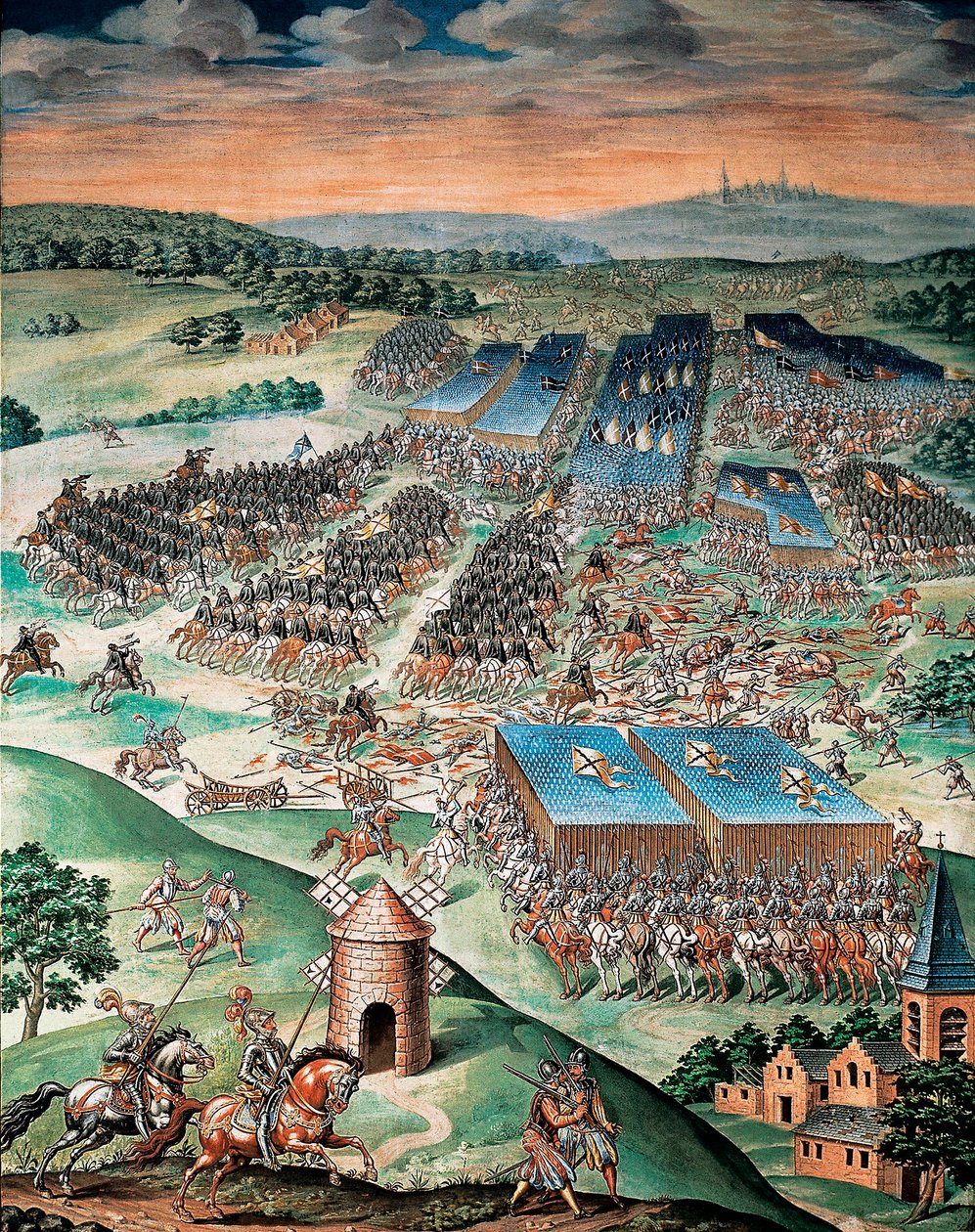 Slaget ved Saint Quentin mellem Spanien og Frankrig (1557) af Fabrizio Castello