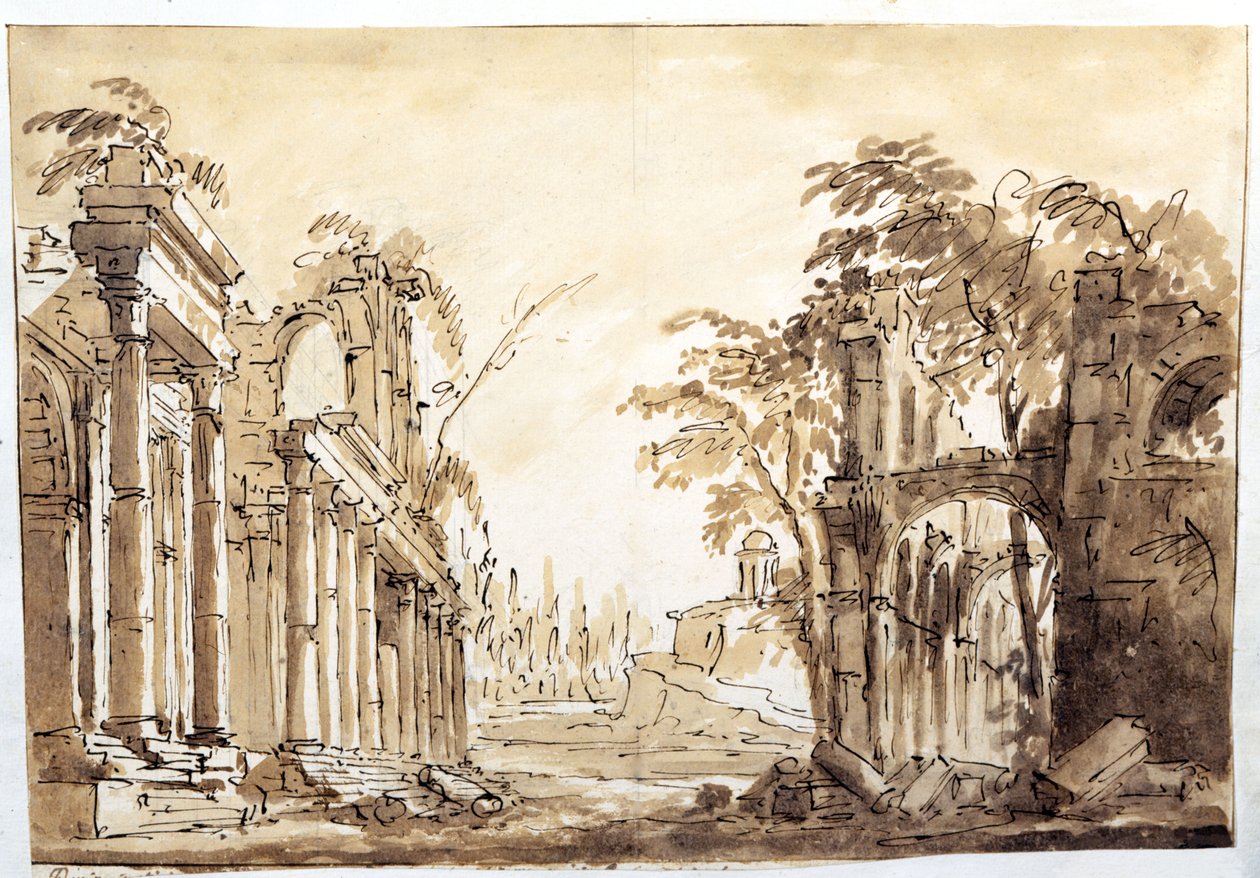 Scene fra første akt af operaen "Lucio Silla" af Wolfgang Amadeus Mozart, 1772 af Fabrizio Galliari