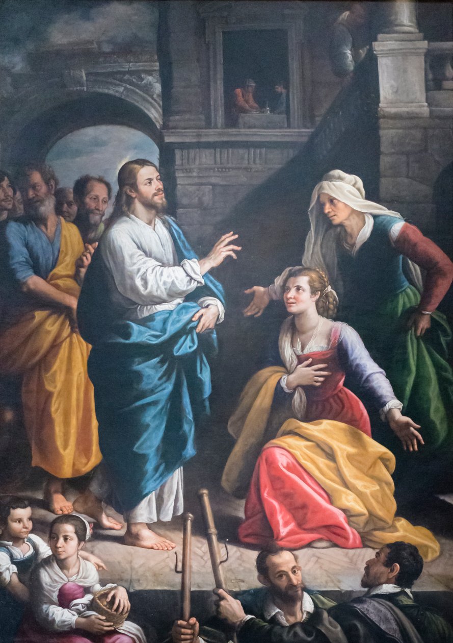 Kristus var vært i Martha og Marias hus af Fabrizio Santafede