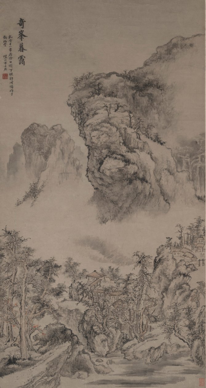 Evening Mist på Strange Peaks i stil med Guo Xi af Fang Shishu
