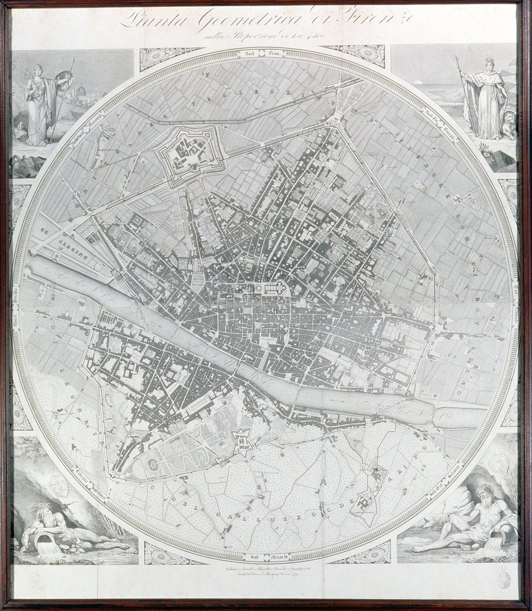 Kort over Firenze, 1843 og 1866 (for detaljer se 100311) af Fantozzi