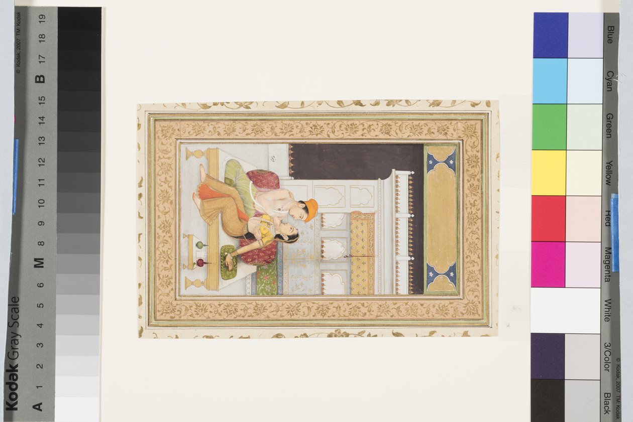 Dipak Raga, ca. 1750 (ugennemsigtig akvarel & guld på papir, monteret på en albumside) af Faqir ullah Faqir ullah