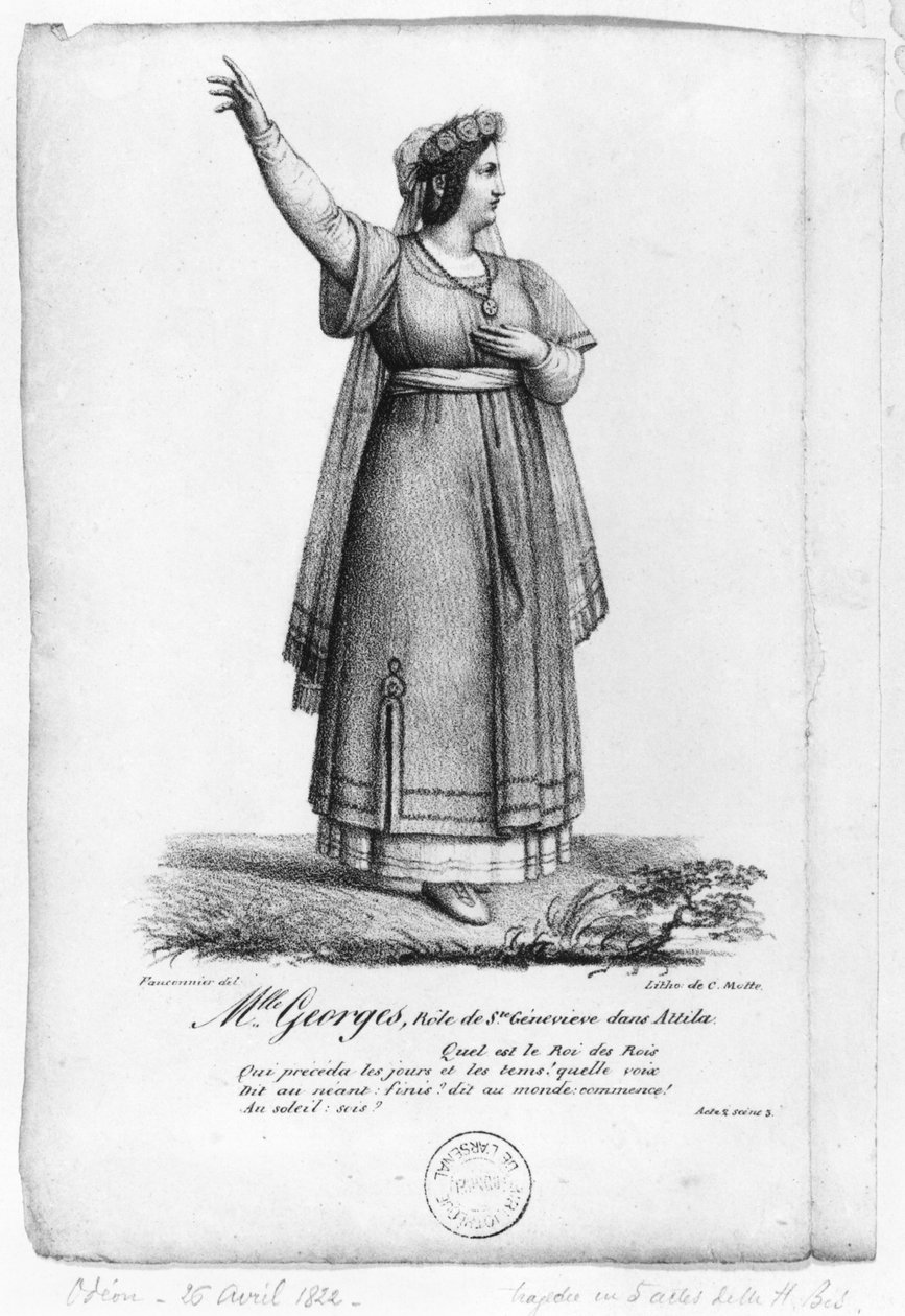 Mademoiselle George i rollen som St. Genevieve fra anden akt, scene 3 af 