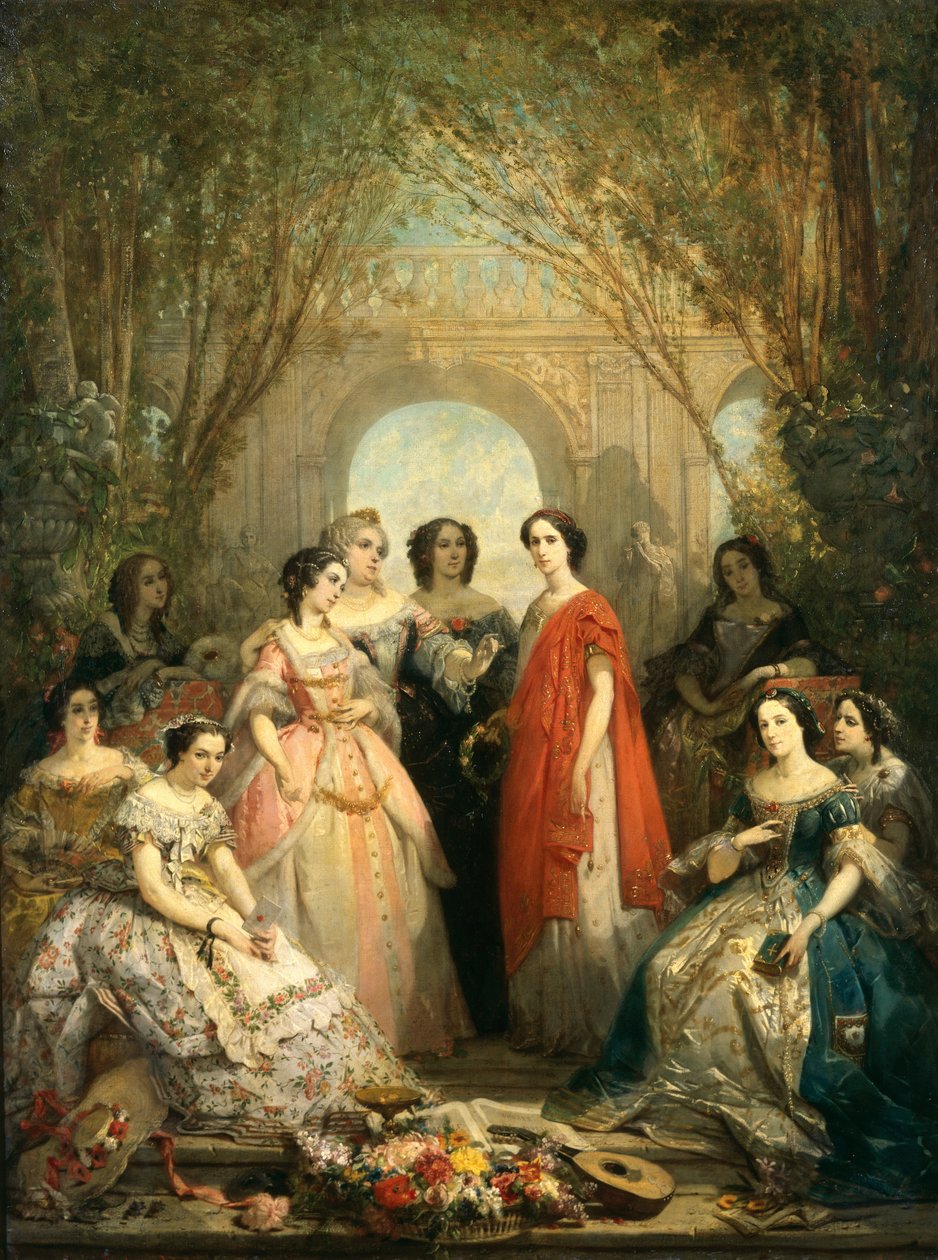 The Women of the Comedie Francaise i deres kostumer, 1855 af Faustin Besson