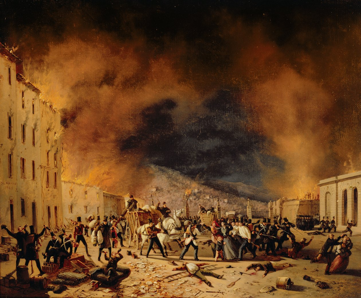 Slaget den 31. marts til forsvar af Porta Torrelunga i Brescia af Faustino Joli