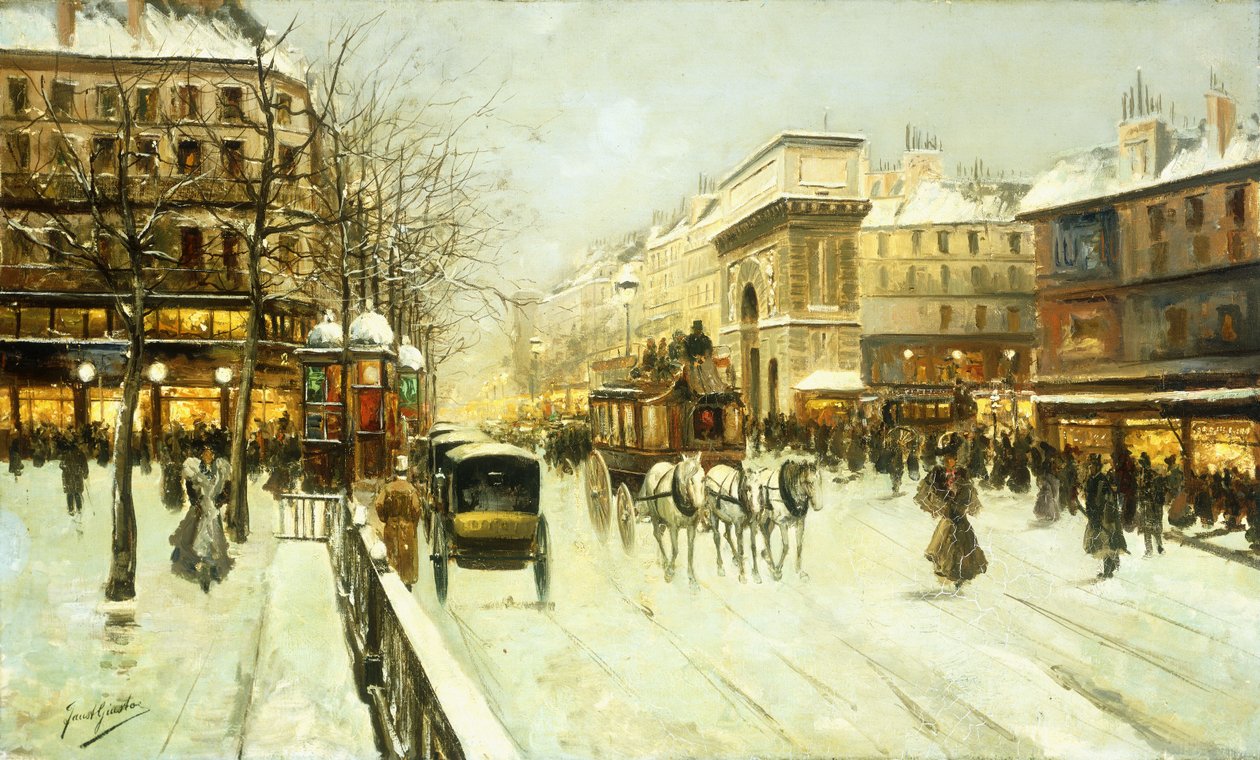 Paris Street Scene (olie på lærred) af Fausto Giusto