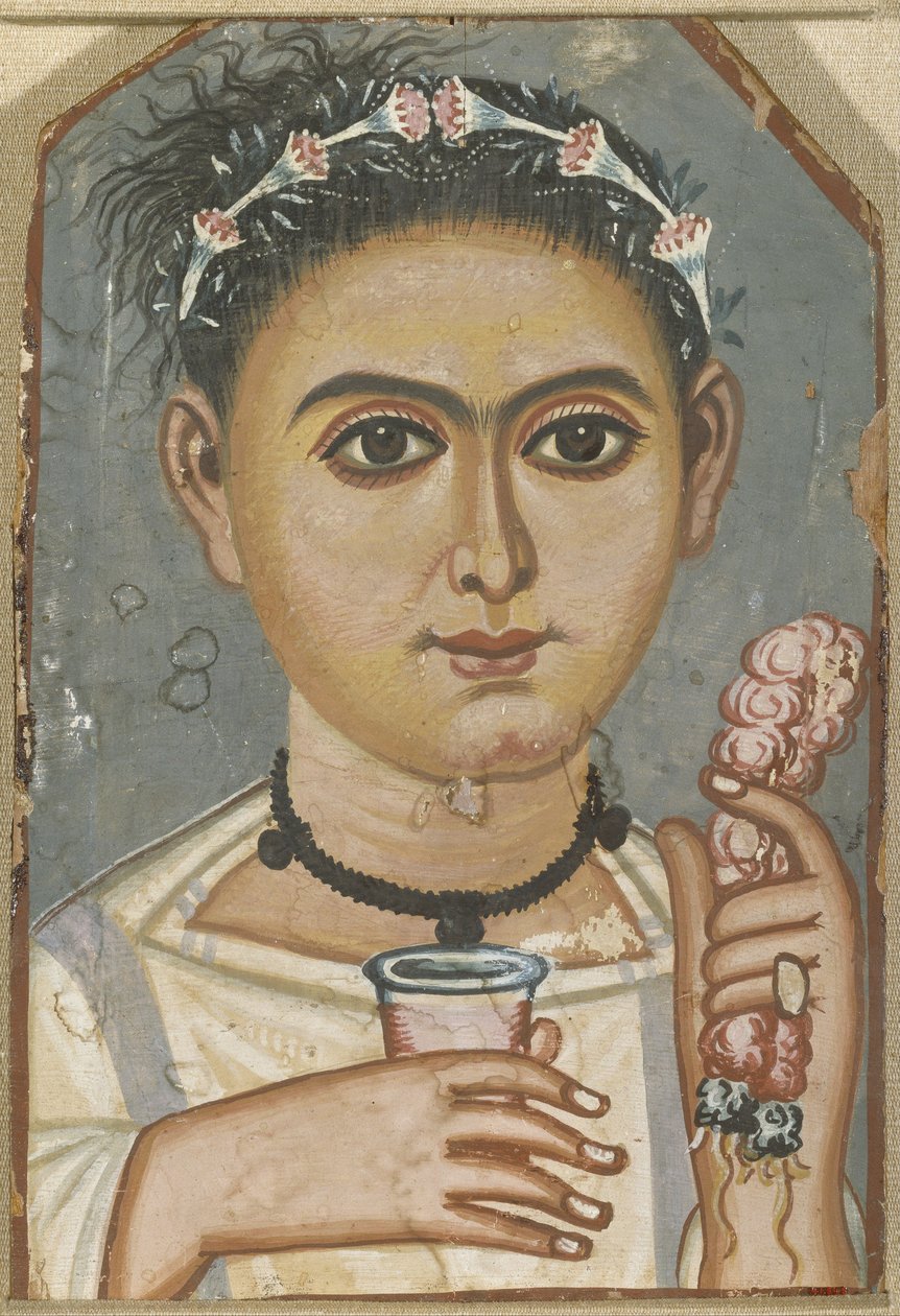 Dreng med en blomsterkrans i håret, ca. 200-230 af Fayum mummy portraits