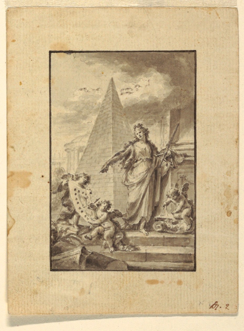 Tegning, design til en illustration: "Arkitektur", 1760-89 af Fedele Fischetti