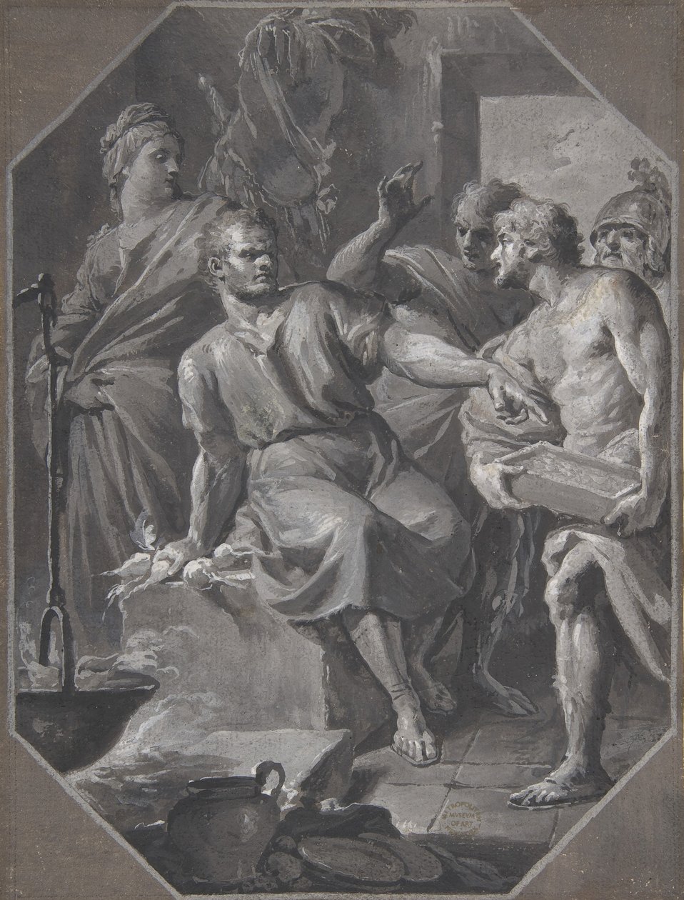 Manius Curius Dentatus, der nægter de samnitiske ambassadørers gaver, 1732-92. af Fedele Fischetti