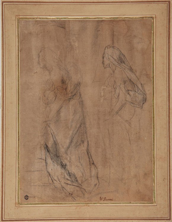 Saint Elizabeth med spædbarnet Johannes Døberens undersøgelse til Madonna della Gatta af Federico Barocci
