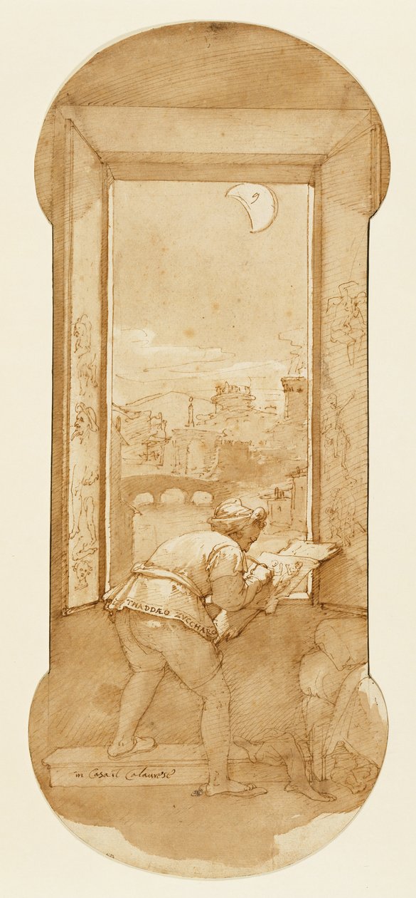 Taddeo Tegning af Moonlight i Calabreses House af Federico Zuccaro
