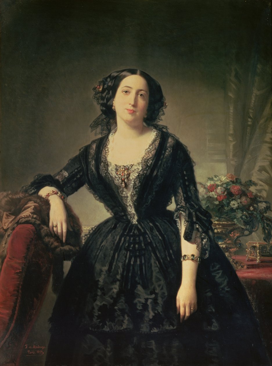 Portræt af Maria Dolores Aldama, Marquesa de Montelo, 1855 olie på lærred af Federico de Madrazo y Kuntz