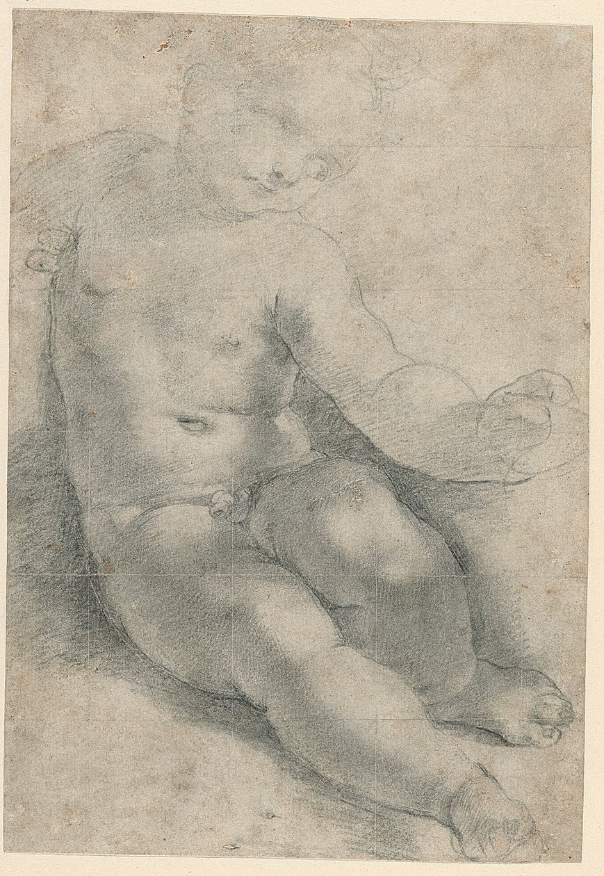Studie til Kristusbarnet i Madonna di S. Simone (recto); Studie af et landskab (verso) af Federico Barocci