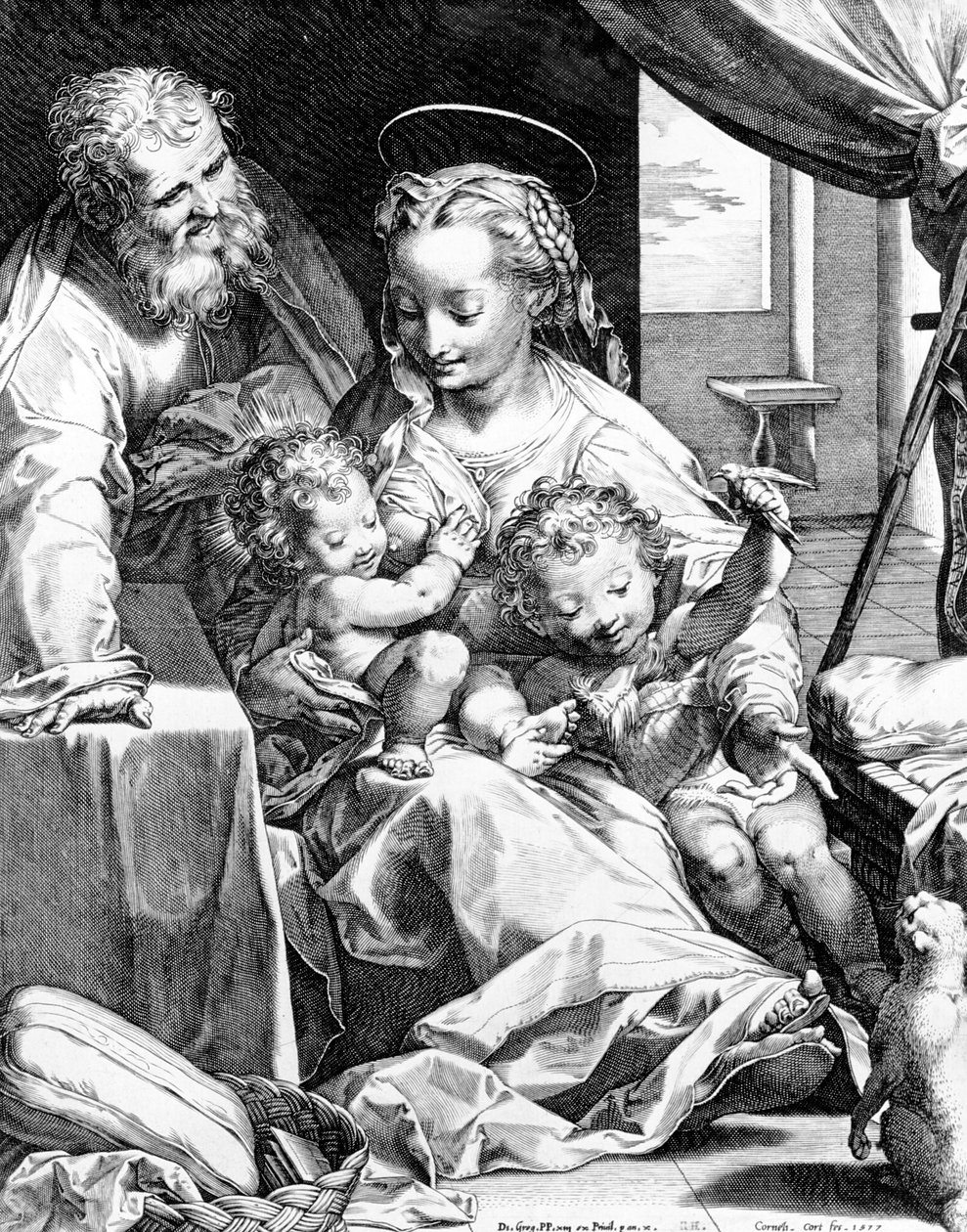Den hellige familie, graveret af Cornelis Cort, 1577 af Federico Barocci