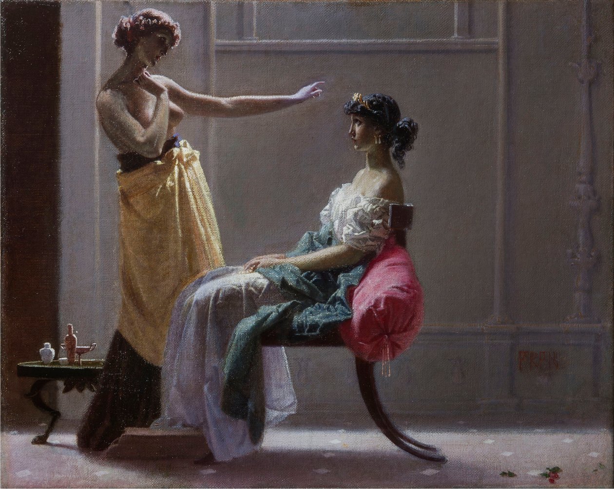 Scapigliatura: Gammelt toilet (Toilette ancienne) af Faruffini, Federico (1831-1869). Olie på lærred, størrelse: 40x49,5 af Federico Faruffini