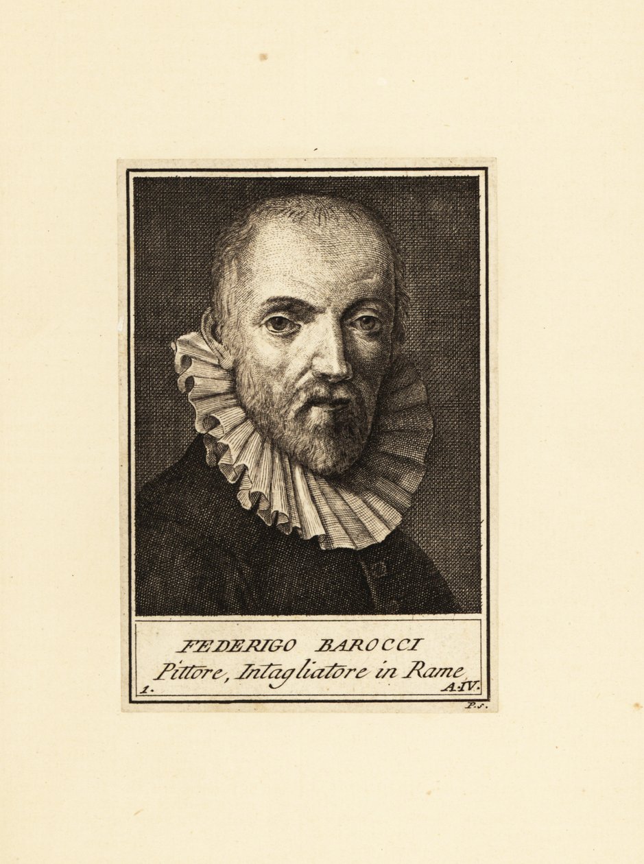 Portræt af Federico Barocci (ca. 1535-1612), italiensk renæssancemaler og grafiker af Federico Fiori (after) Barocci or Baroccio