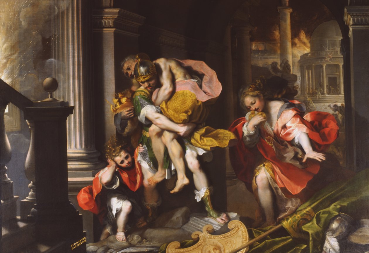 Aeneas" flyvning fra Troy, 1598 af Federico Fiori Barocci or Baroccio