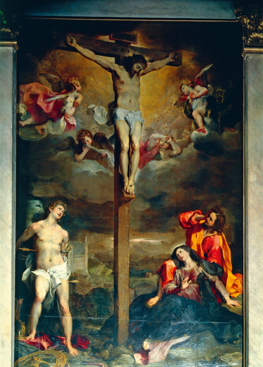 Korsfæstelse med jomfru og hellige af Federico Fiori Barocci or Baroccio