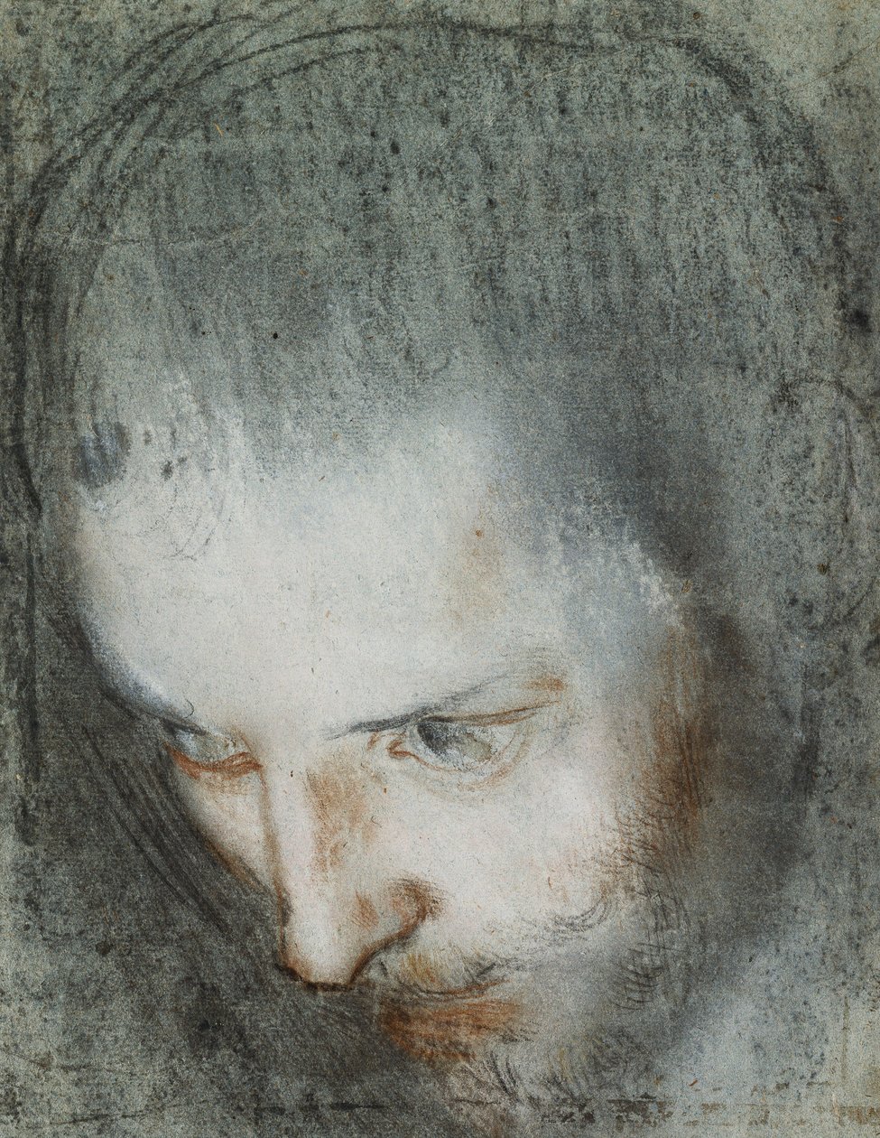 Leder af Saint Francis ser opad til venstre, af Federico Fiori Barocci or Baroccio