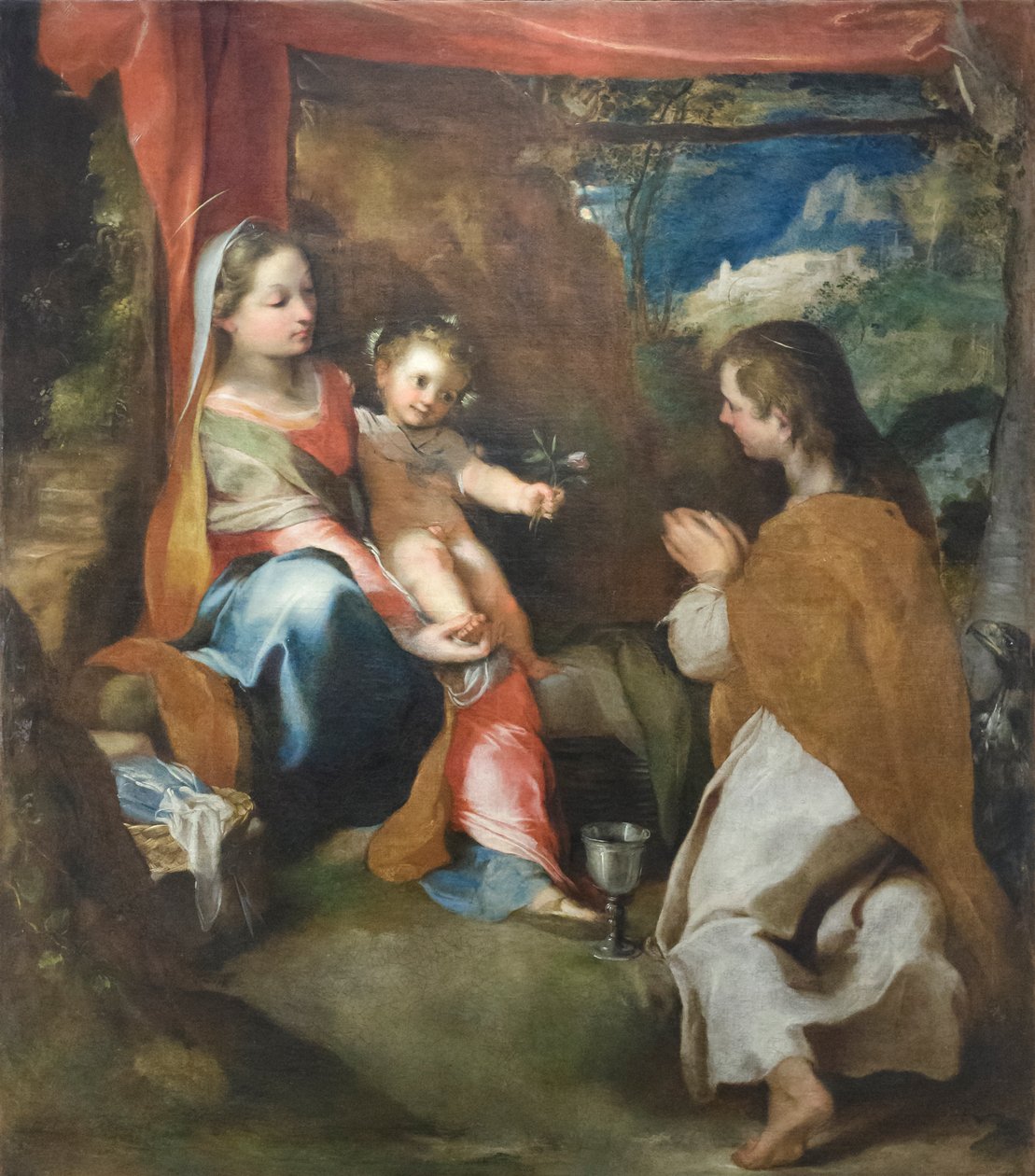 Madonna med barn og Johannes Evangelisten, ca. 1565 (olie på lærred) af Federico Fiori Barocci or Baroccio