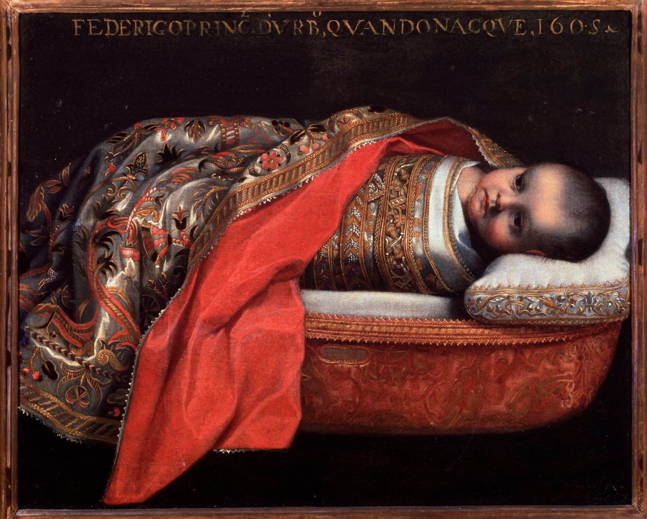 Portræt af Federico Ubaldo della Rovere, hertug af Urbino (spædbarn) - Maleri af Federico Fiori Barocci or Baroccio