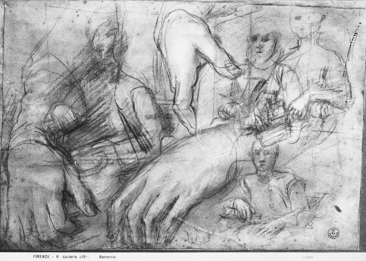 Studie af hænder til et portræt af Ippolito della Rovere (sort, rød og hvid kridt på papir) af Federico Fiori Barocci or Baroccio