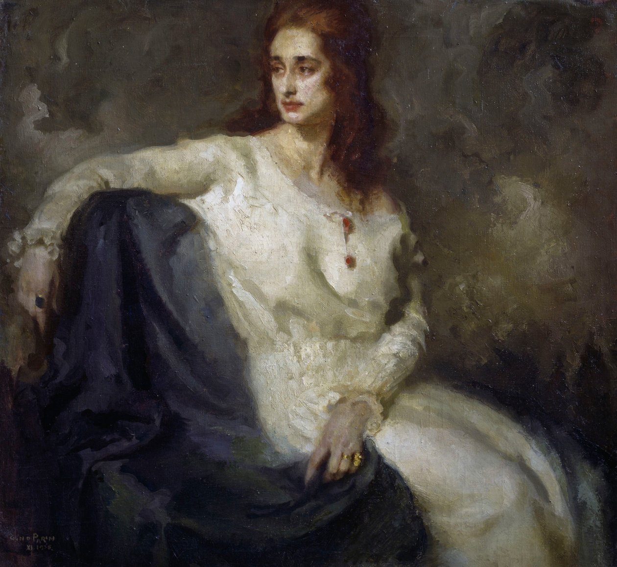 Lady in white (Dama in bianco) 1915 (olie på lærred) af Federico Guglielmo Jehuda Pollack