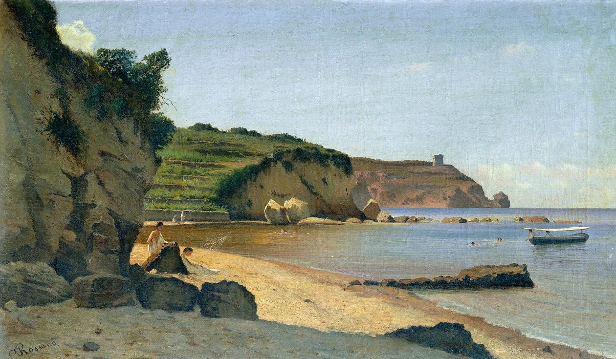 Sydlig marina, af Federico Rossano (1835-1912), olie på lærred, 34x59 cm. af Federico Rossano