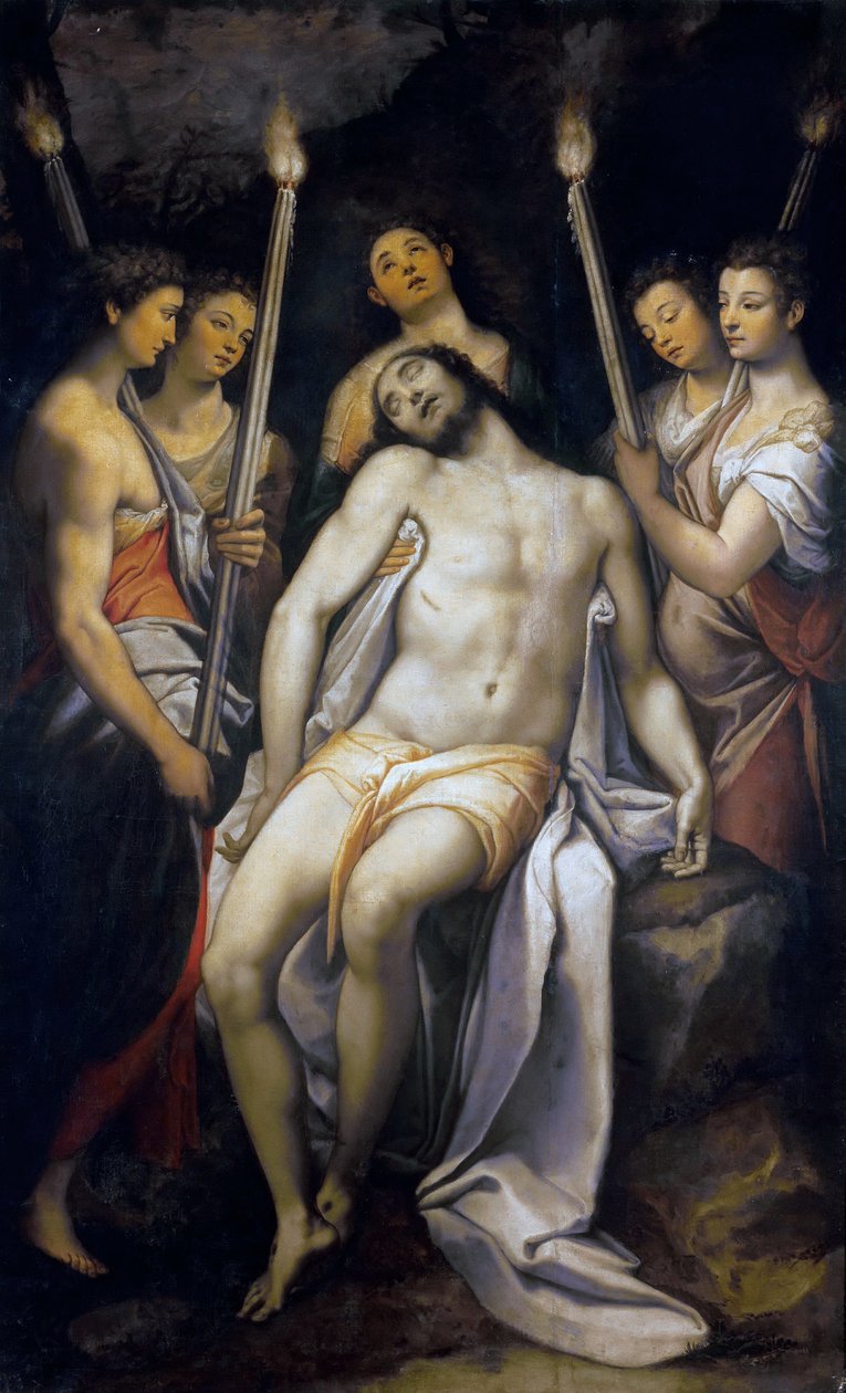 Død Kristus støttet af engle, 1566-1568. af Federico Zuccari
