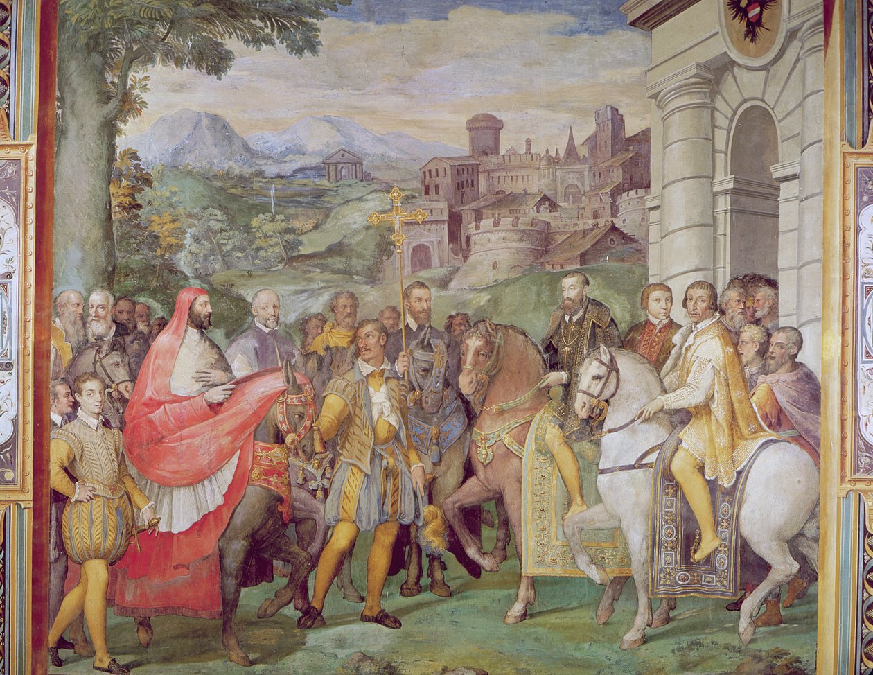 Charles V (1500-58) med Alessandro Farnese (1546-92) i Worms, fra 