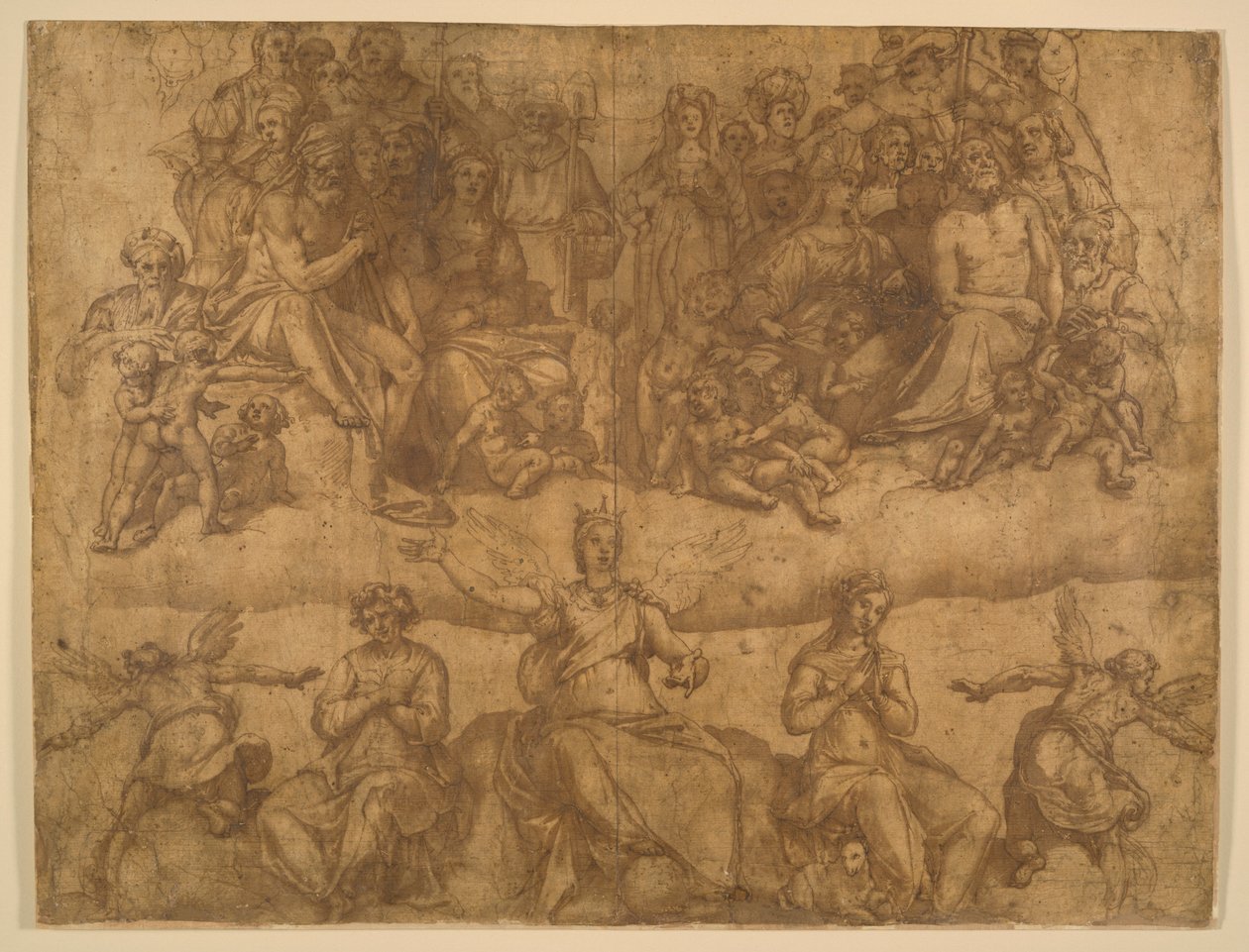 Forløste sjæle og allegoriske figurer, studie til den sidste doms freskomaleri i kuppelen på Duomo, Firenze af Federico Zuccaro