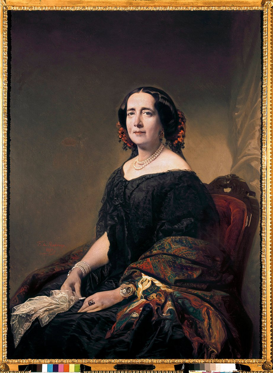 Portræt af den cubanske kvinde med bogstaver Gertrudis Gomez de Avellaneda af Federico de Madrazo y Kuntz