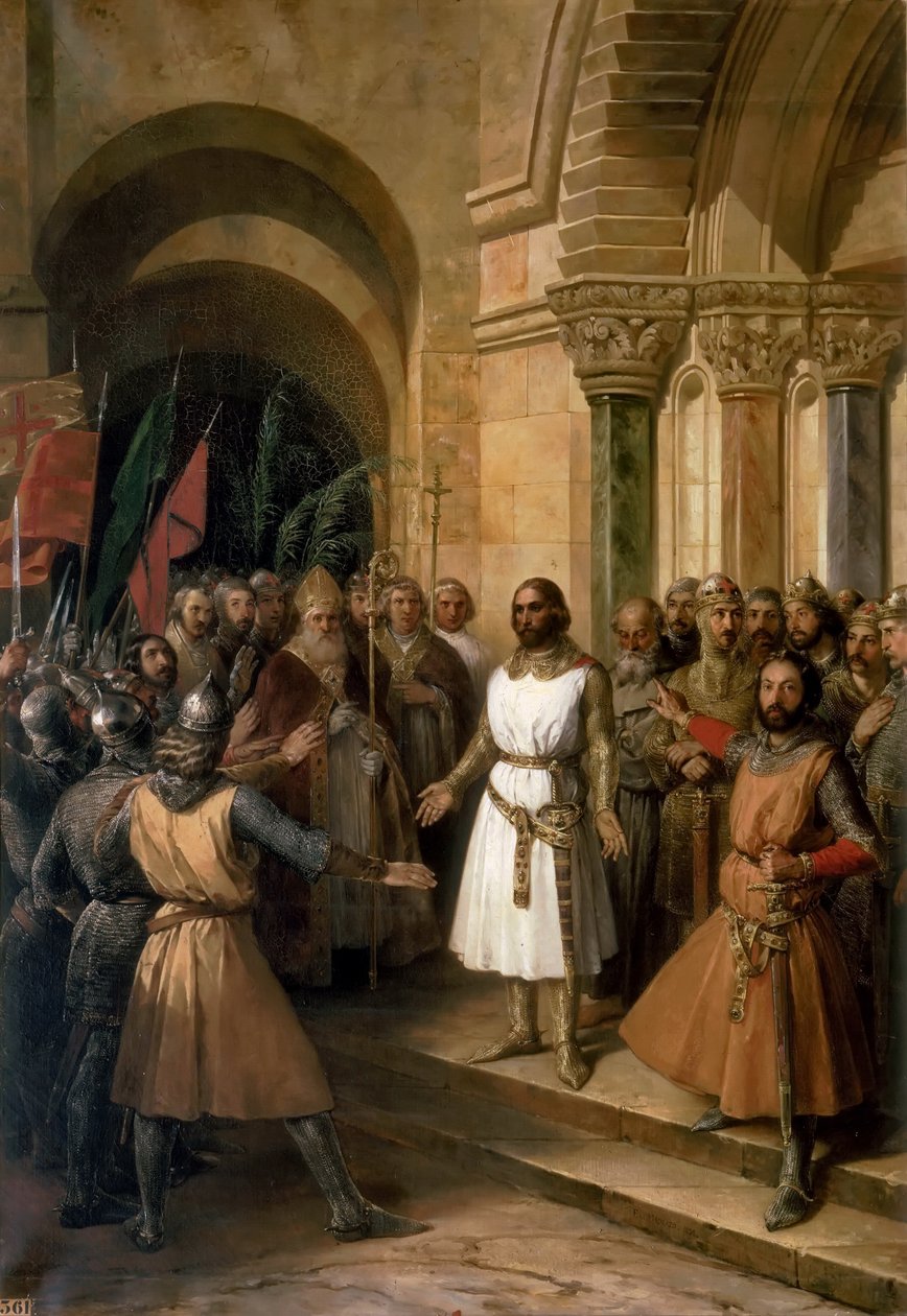 Valget af Godfrey af Bouillon som konge af Jerusalem den 23. juli 1099 af Federico de Madrazo y Kuntz