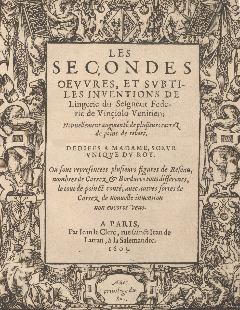 The Second Works, and Subtile Opfindelser af Lingeri af Lord Federic de Vinciolo V..., 1603. af Federico de Vinciolo
