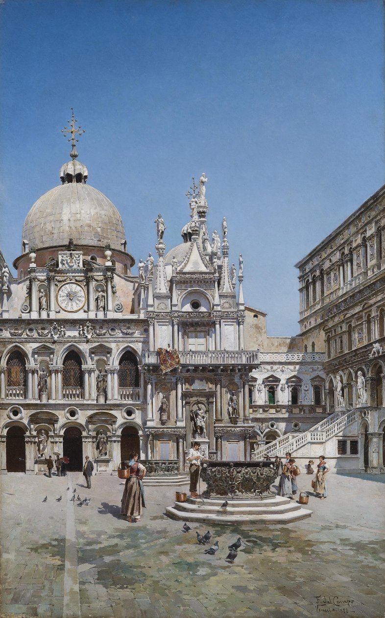 Dogepaladsets gårdhave, Venedig af Federico del Campo