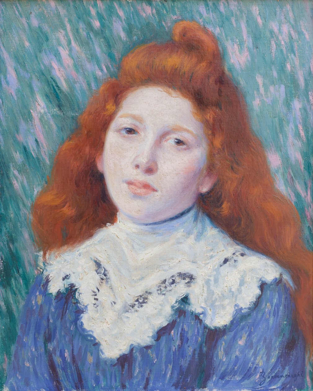 Pige med hvid krave, ca. 1890 (olie på lærred) af Federigo Zandomeneghi