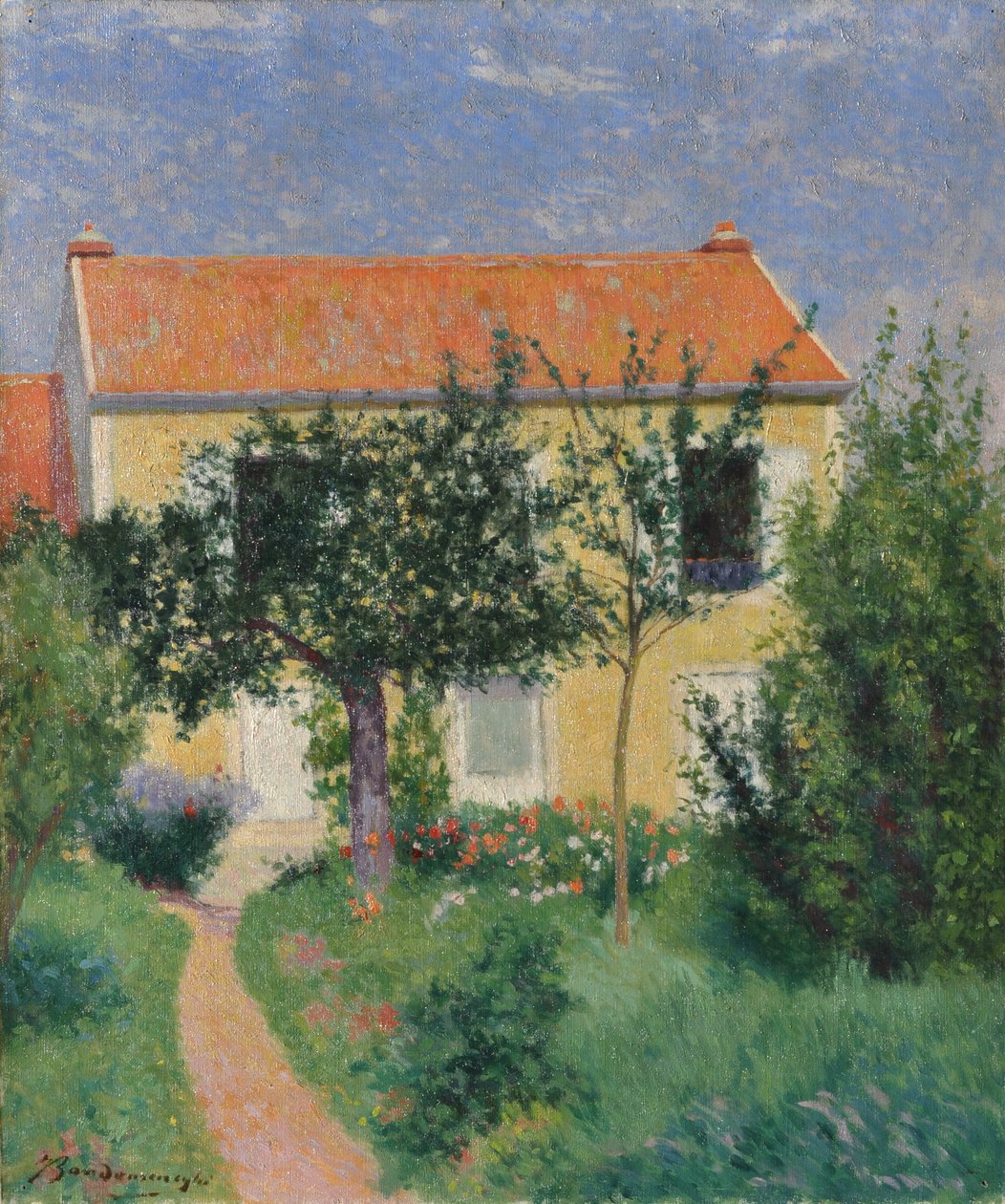 Det røde tag, ca. 1882-83 (olie på lærred) af Federigo Zandomeneghi